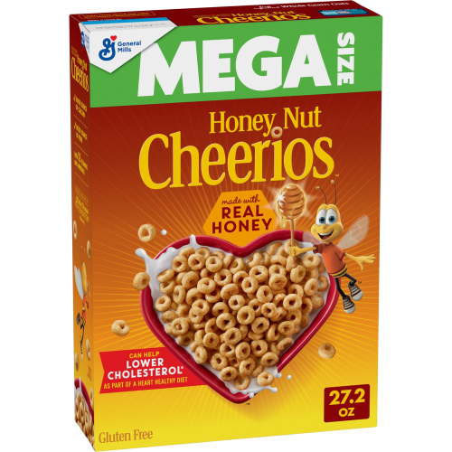 Cheerios Honey Nut Gluten Free Breakfast Cereal Mega Size 27.2 oz with Whole Grain Oats