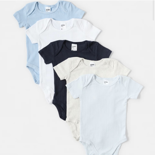 5 Pack Short Sleeve Bodysuits - Kmart