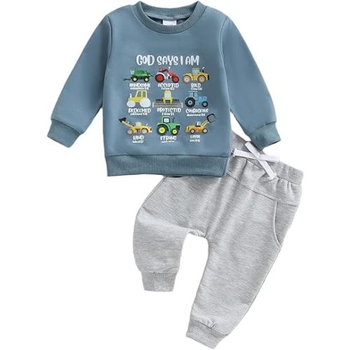 Sejardin Toddler Baby Boy Clothes Graphic Letter Print Long Sleeve Sweatshirts and Pants 6 12 18 24M Fall Winter Outfit