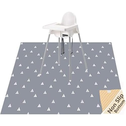 51” Baby Splat Mat for Under High Chair/Arts/Crafts, WOMUMON Washable Waterproof Anti-Slip Floor Splash Mat, Portable Wipeable Spill Mat and Table Cloth
