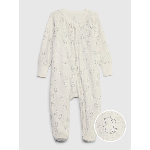 Baby First Favorites 100% Organic CloudCotton Footed One-Piece in ivory frost bear, size: 0-3 M