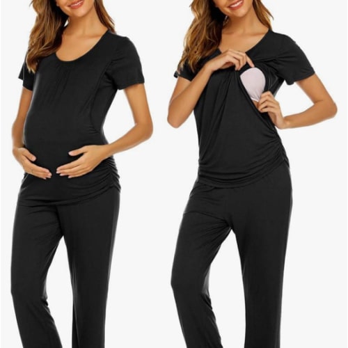 Ekouaer Womens Nursing Pajamas Maternity Breastfeeding Pjs Sleepwear Layer Soft Postpartum Lounge Set Pregnancy Clothes