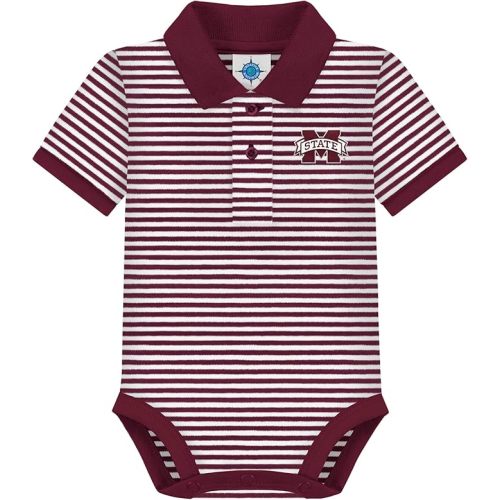 Creative Knitwear College Baby Striped Polo Bodysuit - Team Logo, Multiple Colors, for Boys & Girls (0-12 Months)