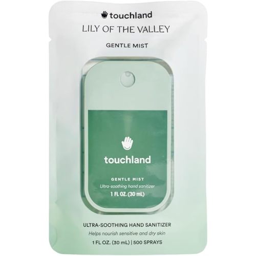 Touchland Gentle Mist Ultra-Soothing Hand Sanitizer Spray, Lily Of The Valley scented, 1FL. OZ. Travel Size