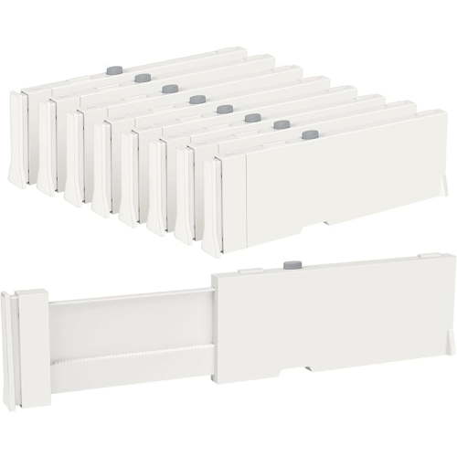 Vtopmart Drawer Dividers for Clothes 8 Pack, Adjustable 4" High Expandable from 11.6"-17" Dresser Drawer Organizer, Plastic Drawers Separators for Dresser, Baby Clothes, Kitchen and Office Storage