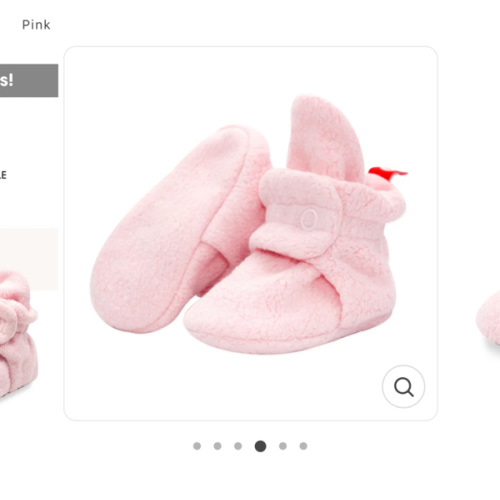 Zutano Cozie Fleece Stay-On Baby Bootie Slipper - Baby Pink