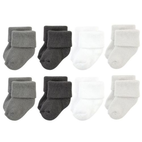 Hudson Baby Basics Infant Baby Cozy Terry Socks 8-Pack, Cloudy Comfort, 6-12 Months
