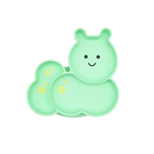 melii Divided Silicone Suction Plate - 100% Silicone, for Baby + Toddlers – BPA Free, Dishwasher & Microwave Safe - Caterpillar