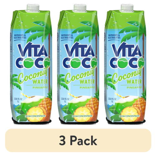 (3 pack) Vita Coco Coconut Water, Nutrients & Electrolytes Rich, Pineapple, 33.8 fl oz Tetra