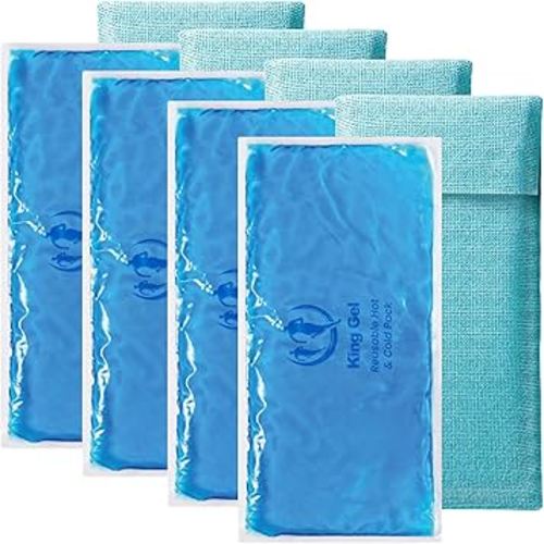 4PK Flexible Gel Ice Packs for Injuries Reusable - Gel Ice Pack Cold Compress for Knee, Back, Neck, Wrist, Hand, Elbow, Ankle Pain Relief - 9.5" x 4.5"