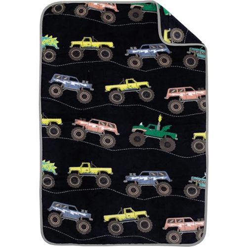 Crown Crafts Infant Products Carter's Monster Trucks Toddler Throw Blanket - 30 inch x 45 inch - Super Soft, Plush, Warm and Comfortable