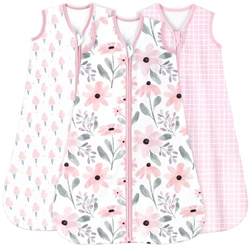 Yoofoss Baby Sleep Sack 0-6 Months 0.5 Tog Wearable Blanket for Baby, 3 Pack 100% Organic Cotton Infant Toddler Sleeping Sack 2-Way Zipper Lightweight Sleep Sack