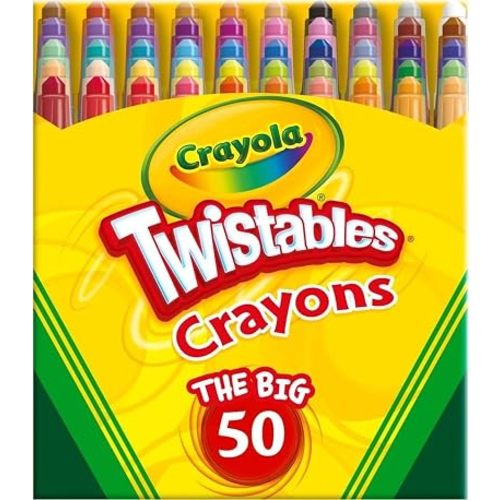 Crayola Mini Twistables Crayons for Kids (50ct), Cute Back to School Supplies for Kids, Crayons for Coloring Books, Gift for Toddlers Girls & Boys, Arts & Crafts, 3+