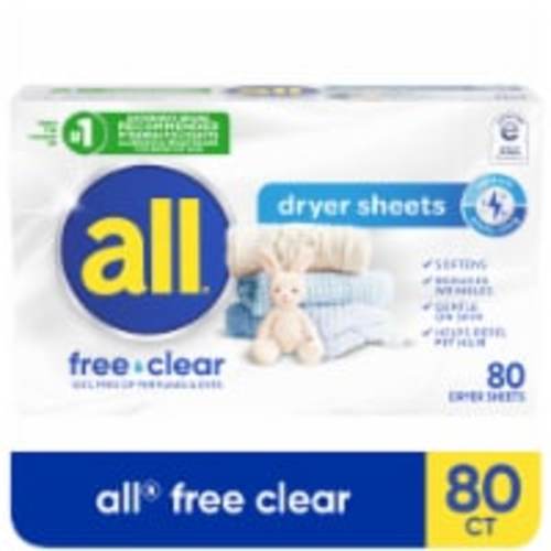 all® Free Clear Dryer Sheets, 80 ct