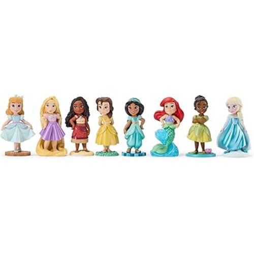 Disney Store Official Once Upon a Story Figure Set – 8 Fully Sculpted Disney Figures Including Cinderella, Ariel, Belle, Jasmine, Tiana & More in Double-Tiered Box with Scenic Backgrounds