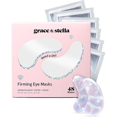 grace & stella Retinol Under Eye Patches for Puffy Eyes and Dark Circles - Restoring Gel Under Eye Masks with Hyaluronic Acid - Vegan Skincare, Mothers Day Gifts Bulk (Purple, 48 Pairs)