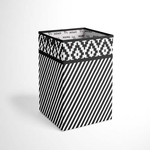 Bacati - Collapsible Hamper Aztec Love Black Neutral