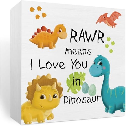 Dinosaur Decor Boys Room, Nursery Decoration, Dinosaur Wall Decor, Toddler Boy Room Decor, Dinosaurs Bathroom Decoration Wooden Box Sign for Home Bedroom Living Room Nursery Table Desk tiered Shelf Decoration