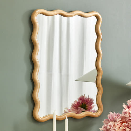 Ebba Wavy Timber Wall Mirror