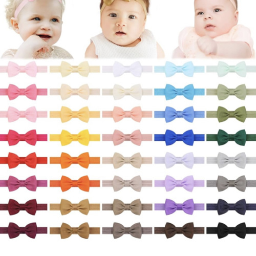 jollybows 40pcs Baby Girls Bows Headbands Elastic Hairband Ribbon Bow Hair Accessories for Newborns Infants Toddlers and Kids