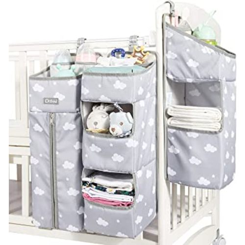 Orzbow 3-in-1 Hanging Diaper Caddy Organizer for Changing Table, Nursery Organization and Diaper Stacker for Crib Wall, Removable Diaper Organizer for Baby Girl Essentials, Pink