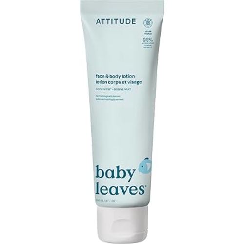 ATTITUDE Baby Lotion, EWG Verified Moisturizer, Dermatologically Tested Moisturizing Cream, Vegan and Cruelty-Free, Good Night Scent, 8 Fl Oz