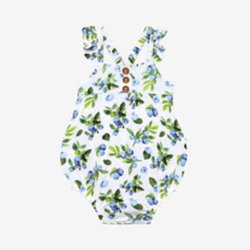 Carolina Ruffled Cap Sleeve Henley Bubble Romper - 3-6 months / White
