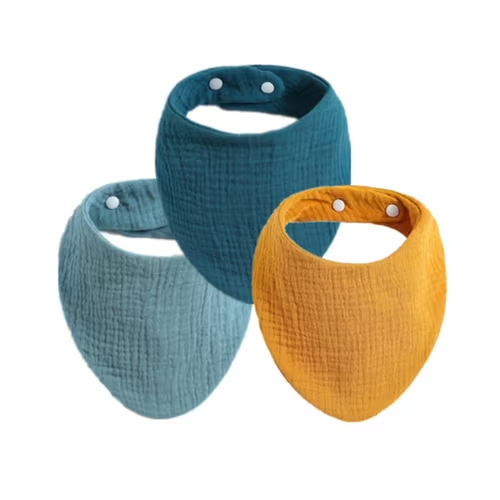 Baby Burp Cloth Soft Cotton Drool Bib Breathable Toddler Face Cloth Drooling Bib with Button Infant Neck Scarf 3PCS