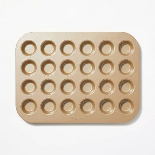 24ct Nonstick Aluminized Steel Mini Muffin Baking Pan Gold - Figmint™