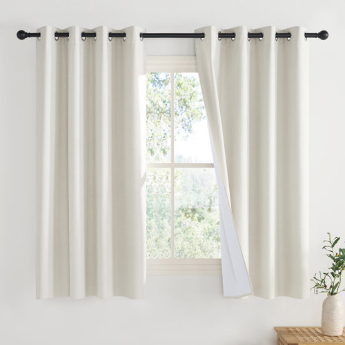 Ebern Designs 100% Blackout Faux Linen Curtains for Living Room Grommet Privacy Insulated Drapes, Set of 2 & Reviews | Wayfair