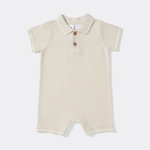 Dymples Baby Organic Cotton Short Sleeve Knit Romper - Stone - Size 000
