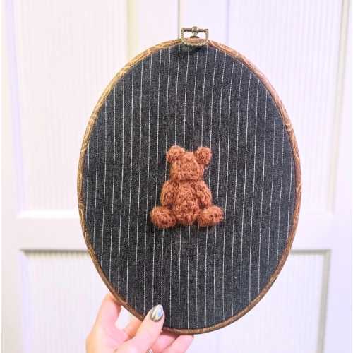 Handmade teddy bear, vintage inspired needle felt, nursery decor, nursery wall decor, bear frame, personalized