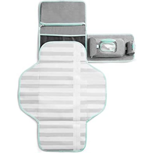 Munchkin Portable Changing Pad – Lightweight and Compact Baby Diaper Changing Mat with Silver-Ion Technology, Includes 12 Diaper Disposal Bags, Grey