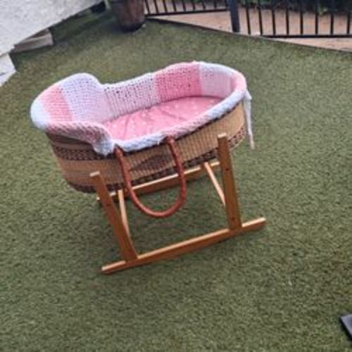 Wicker Baby Moses Basket with Rocking Stand