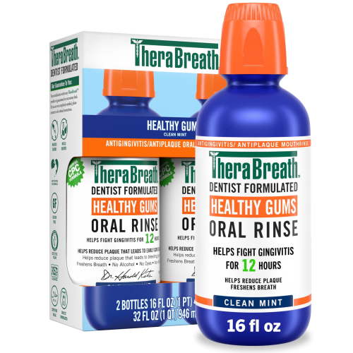 TheraBreath Healthy Gums Oral Rinse, Clean Mint Flavor, 16 fl oz, 2 Pack