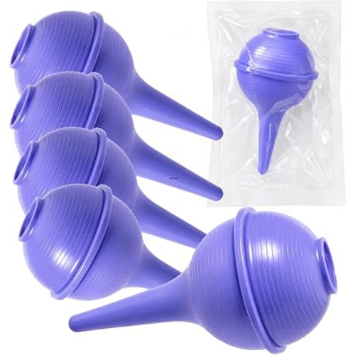 Vakly Sterile Ear Bulb Syringe 2 oz, Rubber Nasal Aspirator, 5 Pack