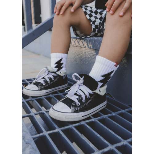 Bolt Crew Socks White