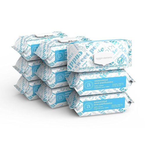 Amazon Elements Baby Wipes, Fragrance Free, White, 810 Count (9 Packs of 90) (Previously 810 Count) - 90 Count (Pack of 9)