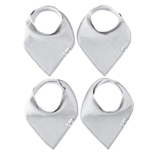 Copper Pearl 4 Pack Soft Cotton Baby Bibs for Drooling and Teething, Absorbent Drool Bibs for Baby Girl and Boy, Adjustable to Fit Newborns to Toddlers (Gray Basics)