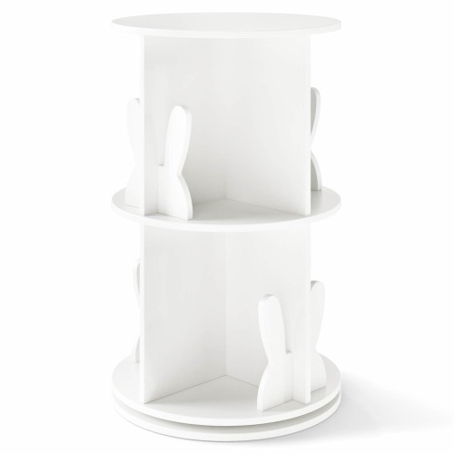 Kids Wooden Rotating Bookshelf Small Corner Organizer with Baffles