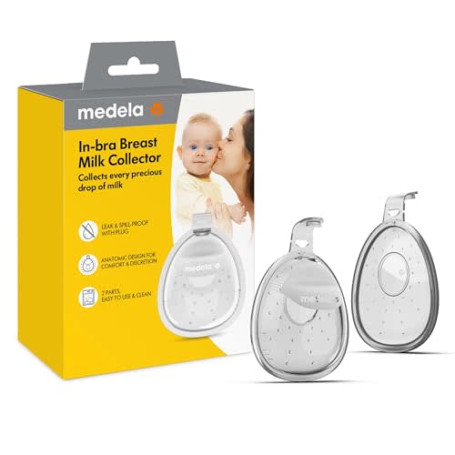 Medela in-Bra Breast Milk Collector, Leak-Proof Wearable Design with Flexible Plug, Anatomic Shape, Made Without BPA, Easy to Clean & Dishwasher Safe, 30 mL Capacity