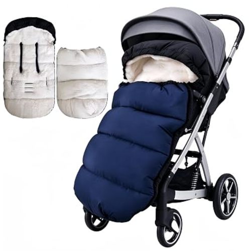 Waterproof &Thicken Universal Stroller Blanket for Babies,Toddler's Stroller Sleeping Bag & Footmuff & Bunting & Cover for Autumn Winter (Blue)