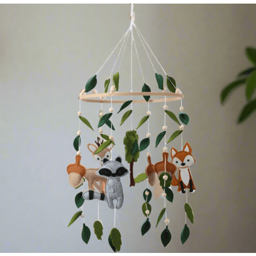 Woodland Felt Baby Nursery Mobile - Forest Animals Crib Cot Mobile