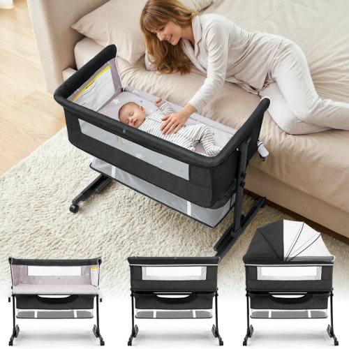 Zoomie Kids 3 In 1 Infant Bassinet Crib Side Sleeper, Crib Side Crib, Adjustable Infant Bassinet With Wheels, Storage Basket, Mattress, Easy To Assemble And Fold Portable Infant Bassinet & Reviews | Wayfair