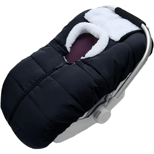 Winter Baby Car Seat Cover - Carseat Bunting Bag/Blanket Keep Baby Warm for Newborn Infant - Cold Weather Insulated Windproof Carrier Canopy for Travel (Black)