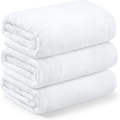 3-Pack Muslin Swaddle Blankets for Newborns Boy,Girl – 47x47 Large Cotton Muslin Baby Blanket, Nursery Swaddling, Neutral, Soft, Breathable, Light Infant Baby Receiving Cover (Soft White, Regular)