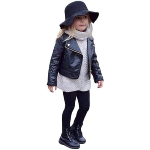 CM C&M WODRO Toddler Boys Girls Motorcycle Faux Leather Jackets Coat Winter Outwear for 1-6Y