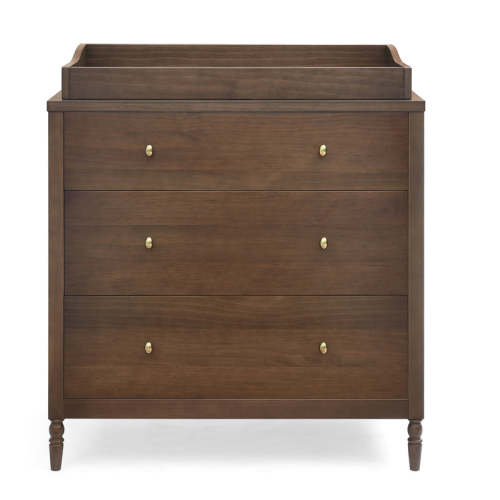 Delta Children Serena 3 Drawer Dresser with Changing Top, Teak Brown