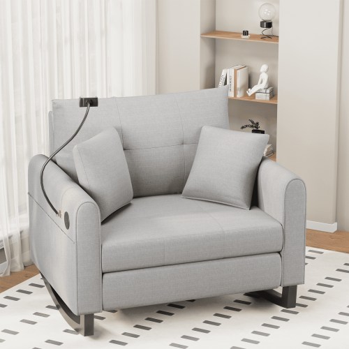 Homrest, Nursery Rocking Chair, RRK150, Gray with USB Port