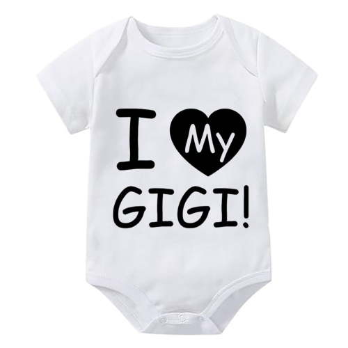 I Love My GIGI Neutral Baby Romper Short Sleeve Baby Bodysuit Unisex White Baby Onsies3-6